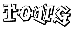 The clipart image depicts the word Tong in a style reminiscent of graffiti. The letters are drawn in a bold, block-like script with sharp angles and a three-dimensional appearance.