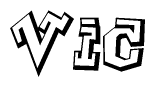 The clipart image features a stylized text in a graffiti font that reads Vic.