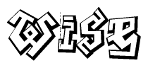 The clipart image depicts the word Wise in a style reminiscent of graffiti. The letters are drawn in a bold, block-like script with sharp angles and a three-dimensional appearance.