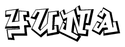 The clipart image features a stylized text in a graffiti font that reads Yuna.