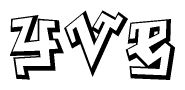 The clipart image depicts the word Yve in a style reminiscent of graffiti. The letters are drawn in a bold, block-like script with sharp angles and a three-dimensional appearance.