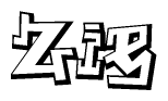 The clipart image features a stylized text in a graffiti font that reads Zie.