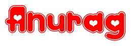 The image displays the word Anurag written in a stylized red font with hearts inside the letters.