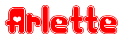 The image displays the word Arlette written in a stylized red font with hearts inside the letters.