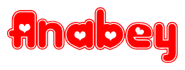 The image displays the word Anabey written in a stylized red font with hearts inside the letters.