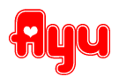 Ayu Word with Heart Shapes