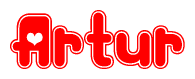 Red and White Artur Word with Heart Design