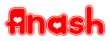 The image displays the word Anash written in a stylized red font with hearts inside the letters.