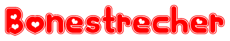 The image displays the word Bonestrecher written in a stylized red font with hearts inside the letters.