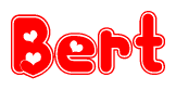 The image is a clipart featuring the word Bert written in a stylized font with a heart shape replacing inserted into the center of each letter. The color scheme of the text and hearts is red with a light outline.