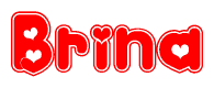 The image displays the word Brina written in a stylized red font with hearts inside the letters.