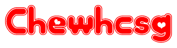 The image displays the word Chewhcsg written in a stylized red font with hearts inside the letters.