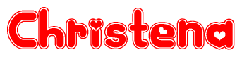 The image displays the word Christena written in a stylized red font with hearts inside the letters.
