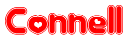 The image displays the word Connell written in a stylized red font with hearts inside the letters.