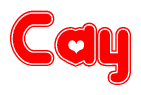 Red and White Cay Word with Heart Design