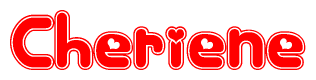 The image is a clipart featuring the word Cheriene written in a stylized font with a heart shape replacing inserted into the center of each letter. The color scheme of the text and hearts is red with a light outline.
