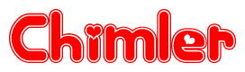 The image is a clipart featuring the word Chimler written in a stylized font with a heart shape replacing inserted into the center of each letter. The color scheme of the text and hearts is red with a light outline.