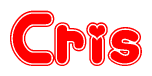 The image is a clipart featuring the word Cris written in a stylized font with a heart shape replacing inserted into the center of each letter. The color scheme of the text and hearts is red with a light outline.