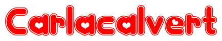 The image displays the word Carlacalvert written in a stylized red font with hearts inside the letters.