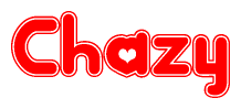 The image displays the word Chazy written in a stylized red font with hearts inside the letters.