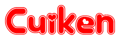 The image is a clipart featuring the word Cuiken written in a stylized font with a heart shape replacing inserted into the center of each letter. The color scheme of the text and hearts is red with a light outline.