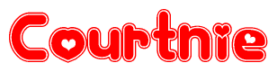 The image displays the word Courtnie written in a stylized red font with hearts inside the letters.