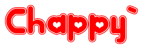 The image displays the word Chappy` written in a stylized red font with hearts inside the letters.