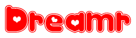 The image displays the word Dreamr written in a stylized red font with hearts inside the letters.