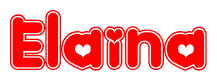 The image displays the word Elaina written in a stylized red font with hearts inside the letters.