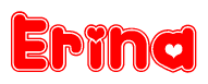 The image displays the word Erina written in a stylized red font with hearts inside the letters.