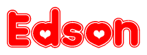 The image displays the word Edson written in a stylized red font with hearts inside the letters.
