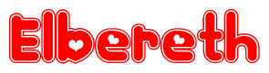 The image displays the word Elbereth written in a stylized red font with hearts inside the letters.