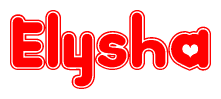 The image displays the word Elysha written in a stylized red font with hearts inside the letters.