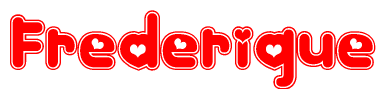 The image displays the word Frederique written in a stylized red font with hearts inside the letters.