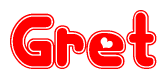 The image displays the word Gret written in a stylized red font with hearts inside the letters.