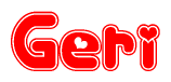 The image is a clipart featuring the word Geri written in a stylized font with a heart shape replacing inserted into the center of each letter. The color scheme of the text and hearts is red with a light outline.