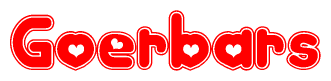 The image displays the word Goerbars written in a stylized red font with hearts inside the letters.