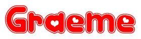 The image displays the word Graeme written in a stylized red font with hearts inside the letters.