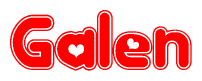 The image displays the word Galen written in a stylized red font with hearts inside the letters.
