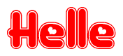 The image is a clipart featuring the word Helle written in a stylized font with a heart shape replacing inserted into the center of each letter. The color scheme of the text and hearts is red with a light outline.