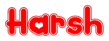 The image displays the word Harsh written in a stylized red font with hearts inside the letters.