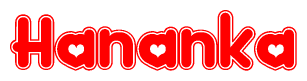 The image displays the word Hananka written in a stylized red font with hearts inside the letters.