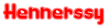 The image displays the word Hennerssy written in a stylized red font with hearts inside the letters.