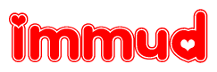 The image displays the word Immud written in a stylized red font with hearts inside the letters.