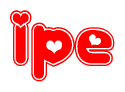   The image displays the word Ipe written in a stylized red font with hearts inside the letters. 