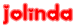 The image displays the word Jolinda written in a stylized red font with hearts inside the letters.