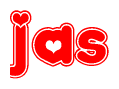 Red and White Jas Word with Heart Design