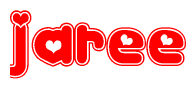 The image displays the word Jaree written in a stylized red font with hearts inside the letters.