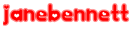 The image displays the word Janebennett written in a stylized red font with hearts inside the letters.