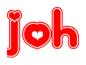 The image displays the word Joh written in a stylized red font with hearts inside the letters.